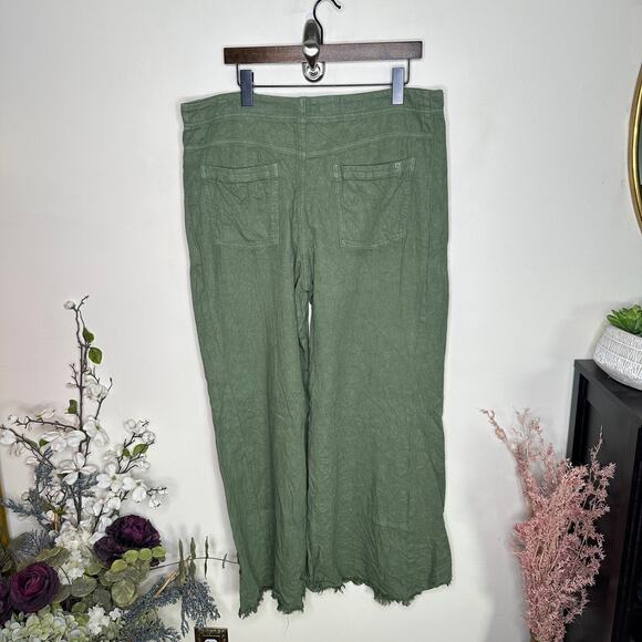 ANTHROPOLOGIE x PILCRO Adi Mid-Rise Frayed Relaxed Flare Pants Linen Sz 33 {3B8} - Picture 3 of 6